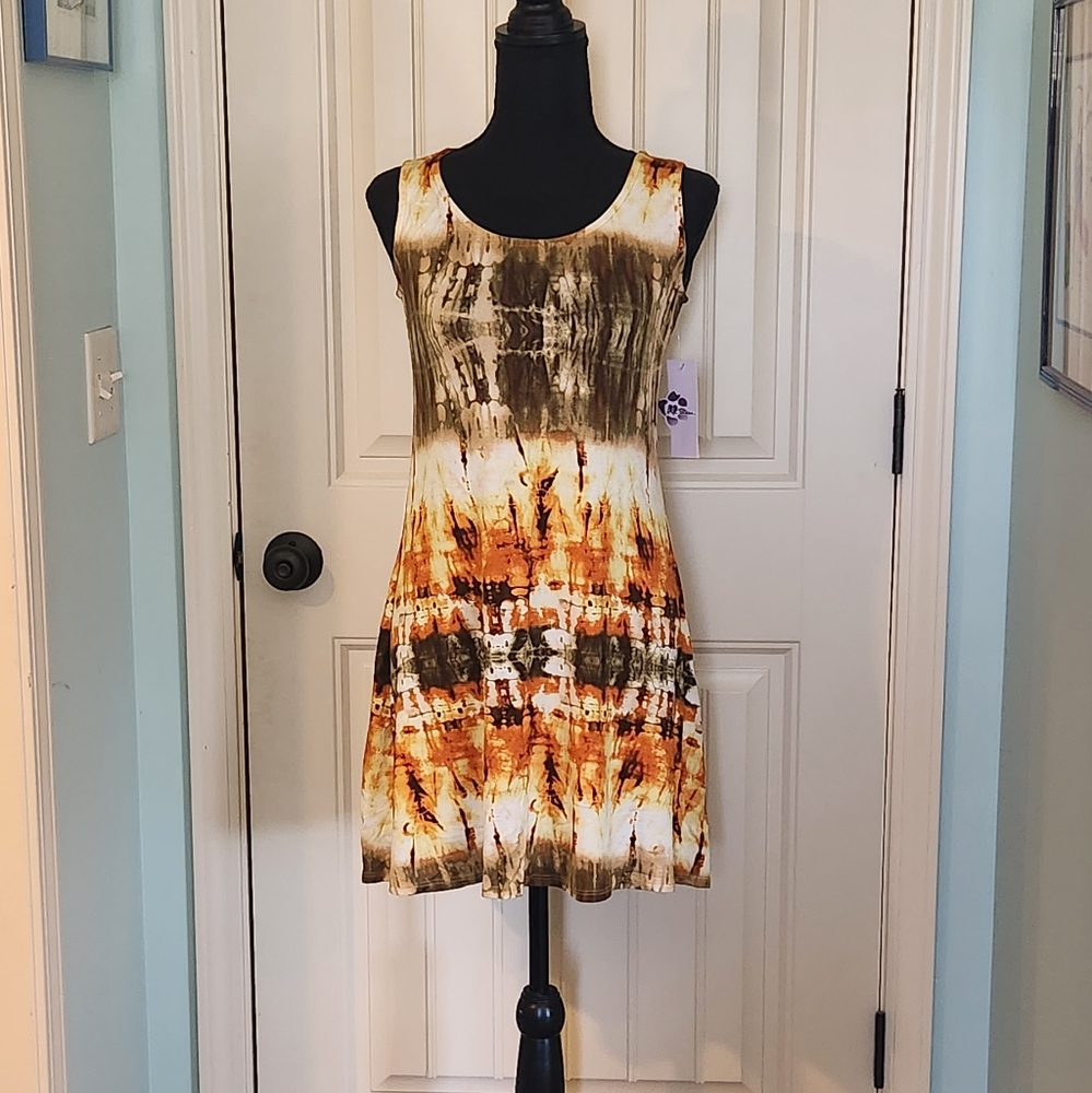 Cute tank dress tie-dye print, M